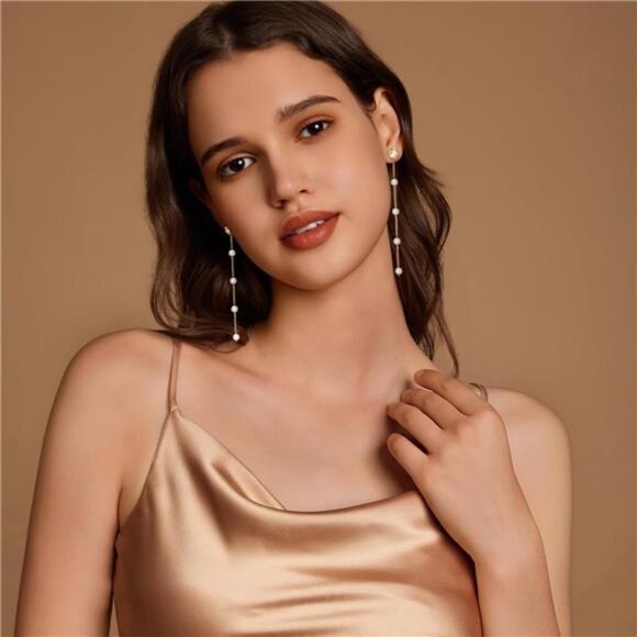 2-in-1 Pearl Drop & Stud Earrings | 14K Gold-Plated, Hypoallergenic - Picture 4 of 5